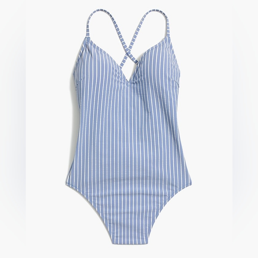 J crew stripe lace-up one piece swimsuit